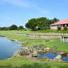 A view of tee #10 and the clubhouse at Sherman Hills Golf Club.