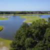 Aerial view of the 18th hole at Fox Hollow Golf Club.