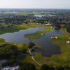 Aerial view of the 18th hole at Fox Hollow Golf Club.