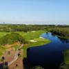 Aerial view of the 9th green from Kelly Plantation Golf Club.