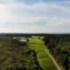 Aerial view of the 9th fairway and green from Kelly Plantation Golf Club.