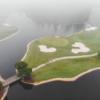 Aerial view of the 18th hole at Kelly Plantation Golf Club.