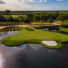 Aerial view of the 15th green from The Cape Club of Palm City.