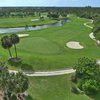 Aerial view of green #8 protected by bunkers at Okeeheelee Golf Course - Osprey Course