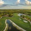 Aerial view of the 10th fairway and green at Old Corkscrew Golf Club.