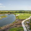 Aerial view of the 4th fairway and green at Old Corkscrew Golf Club.