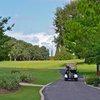 A view of tee #1 with cart path on the right at Buckhorn Springs Golf & Country Club