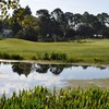 A view over the water of a green at Meadows Golf Course from Pennbrooke Fairways