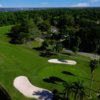 Aerial view of green #3 flanked by bunkers at St. Petersburg Country Club
