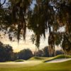 A view of a green guarded by a bunker at Haile Plantation Golf & Country Club