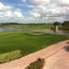 A view of the 18th green with water coming into play at Eagle Creek Golf Club