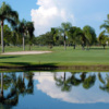A view over the water of a green at Fort Myers Country Club