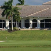 A view of the 18th hole and the clubhouse in background at Abacoa Golf Club
