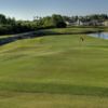 A view of a hole surrounded by water at Tampa Bay Golf & Country Club