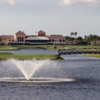A view from Bear Lakes Country Club with a water fountain in foreground