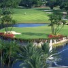 The par-4 second hole at the Diplomat Country Club features a signature island green