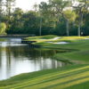 A view of a green with water and bunkers coming into play from Plantation at Ponte Vedra