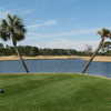 The ninth tee box at Perdido Bay Golf Club in Pensacola, Florida, extends out into a lake. 