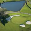 Aerial view of green protected by bunkers at Plantation Inn & Golf Resort