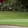 A view of green with bunker in foreground at Deland Country Club