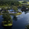 Aerial view of swim park, pool & lakeside cabana bar and residents club at Eagle Landing