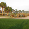 A view of green #7 from the 8th tee at Hidden Lakes Golf Course