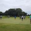 A view of the practice putting green and a fairway in the distance at A. C. Read Golf Course.