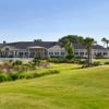 A view of the clubhouse and a tee at Marsh Creek Country Club.