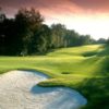 A sunset view of a hole at World Woods Golf Club.