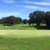 A sunny day view of a hole from SouthWood Golf Club.