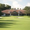 A view of the clubhouse and green #13 at Dunedin Golf Club