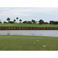 The 16th green at Jacksonville Beach Golf Club has a new pond in front of it. The bulkhead makes it pretty clear whether you cleared the water - or not.