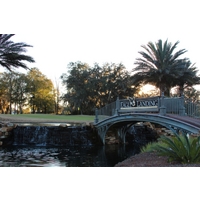 The 10th green and waterfall greets golfers driving into Eagle Landing at Oakleaf Plantation.