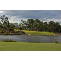 Water guards the par-3 12th at Old Corkscrew Golf Club in Estero, Florida.