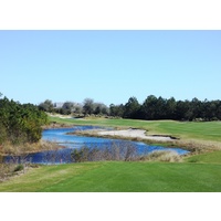 The dogleg left, 444-yard, par-4 ninth is the no. 1-handicap hole at Camp Creek Golf Club in Panama City Beach.